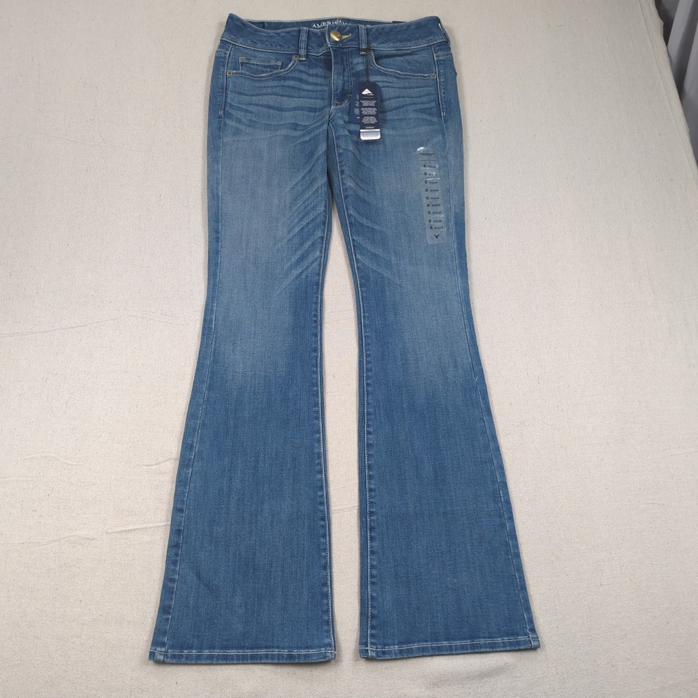 American Eagle Jeans Womens 6 Blue Low Rise Kick Boot Cut Stretch New